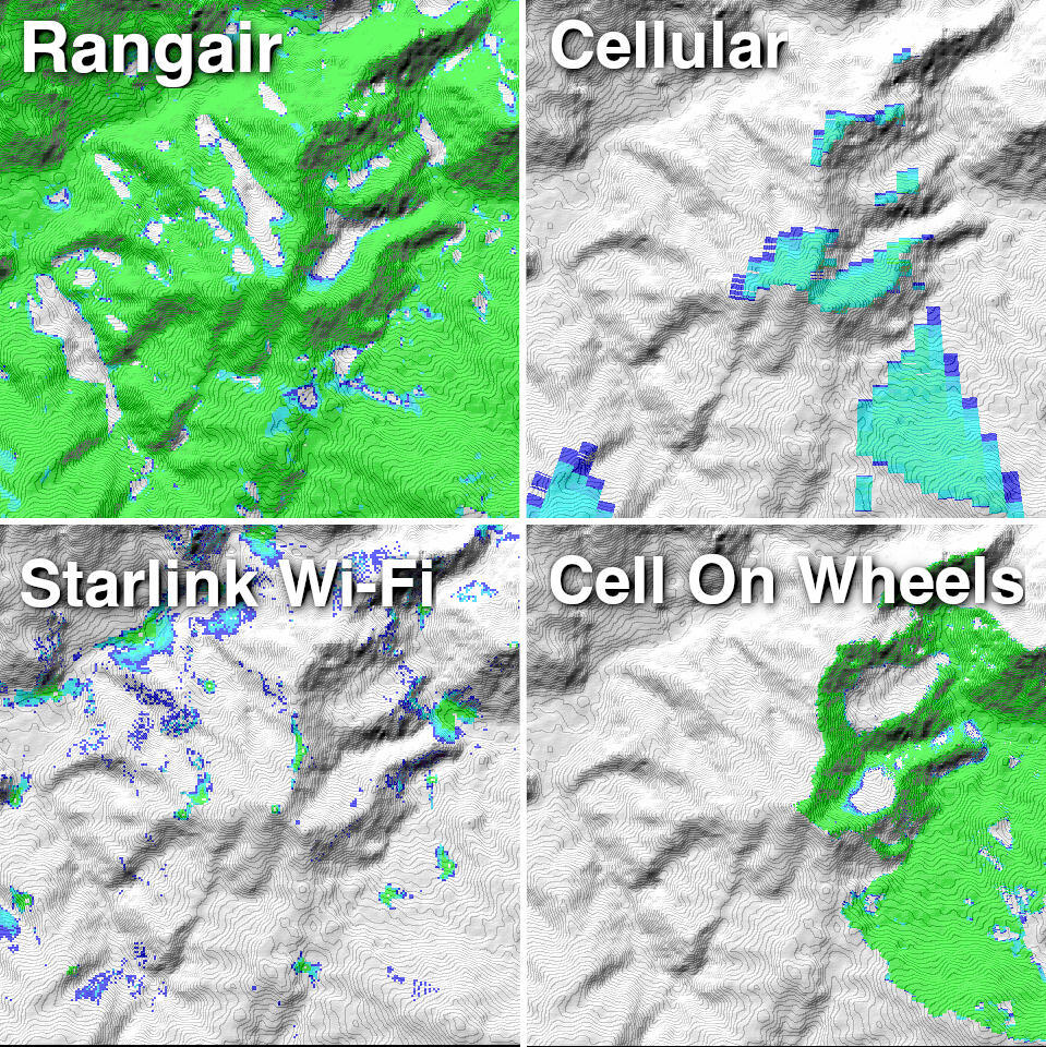 COW coverage map vs. Rangair coverage map